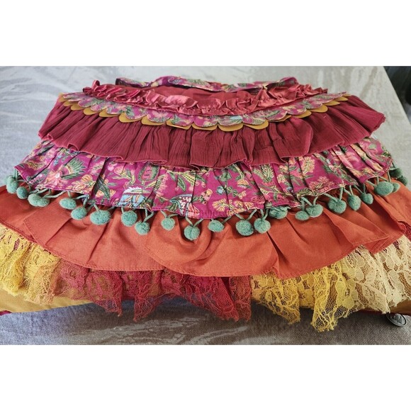 Pier 1 Imports Set of Two Decorative Pillows Red Ruffles BOHO Bohemian 17"x13” - Picture 7 of 8